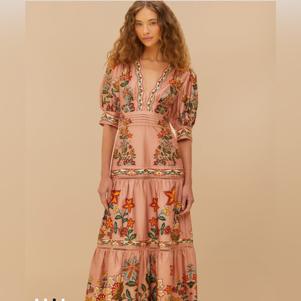 FARM Rio Pink Garden Delight Short Sleeve Maxi Dress - Picture 9 of 14